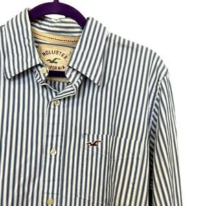 Hollister Women's Pinstripe Button Down Blouse Size XL